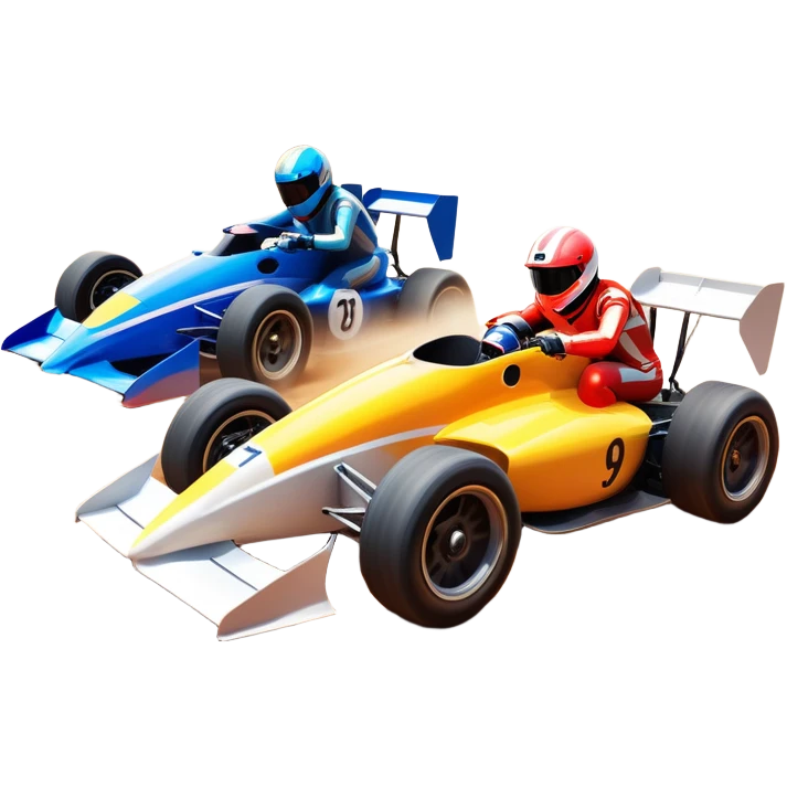A sleek racing car and motorcycle speeding on a track, leaving a trail of dust behind. The scene captures the thrill of high-speed competition, with blurred motion and vibrant colors, highlighting the dynamic energy of motorsport. emoji