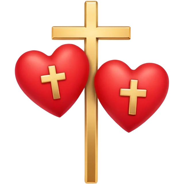 Two red hearts united by a gold cross  emoji