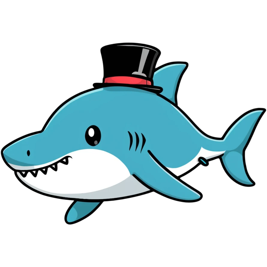 Shark with a top hat emoji