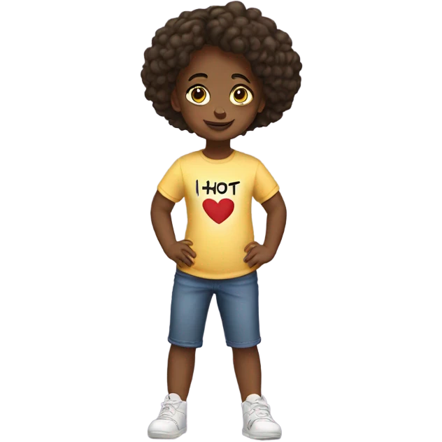 Girl wearing I love hot dads t shirt emoji