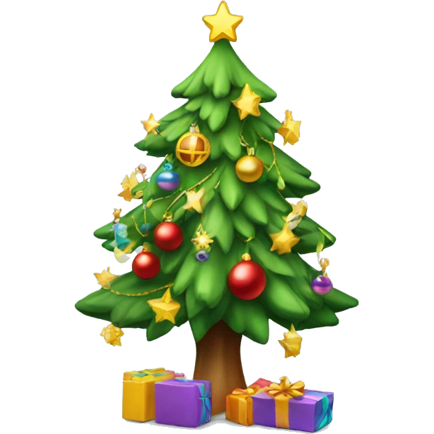 chrismas tree with new year toys emoji