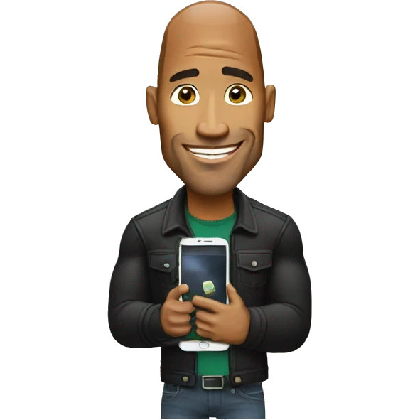 the rock holding a mobile phone emoji