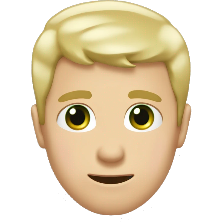 the face of a white man with short blond hair and green eyes blushed and thankfull with two hands bellow his face emoji