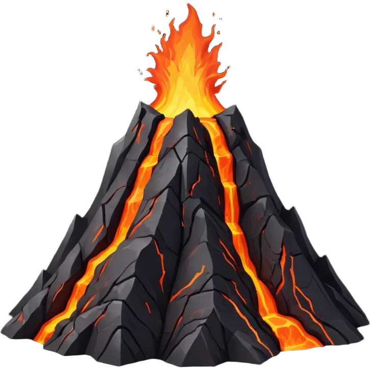 A volcano peak glowing with orange lava cracks. emoji