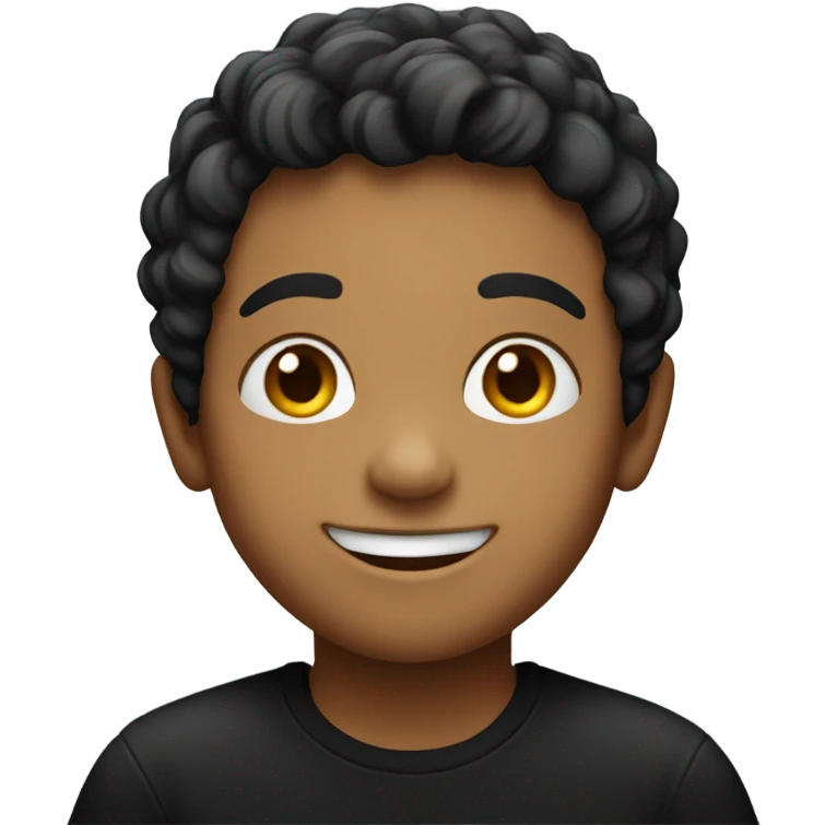 smiling boy in black shirt emoji