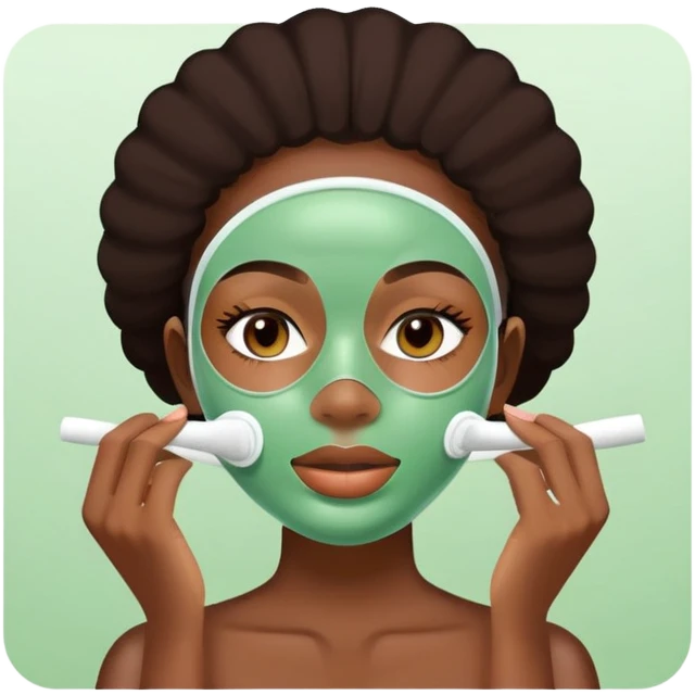 Black girl applying face mask skincare emoji