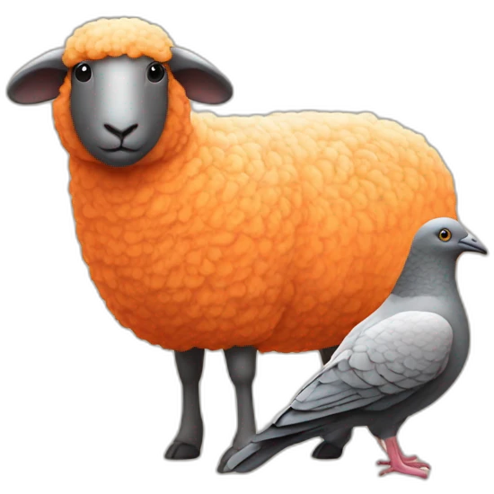 An orange sheep and a pigeon emoji