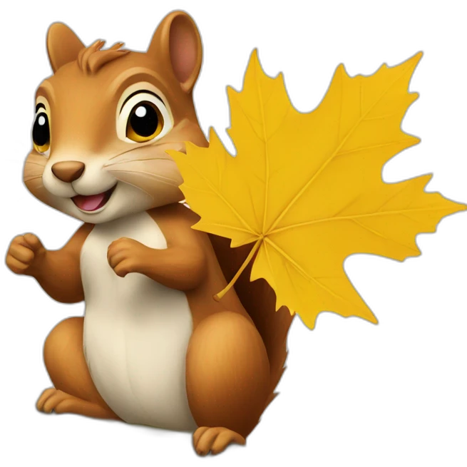 squirrel with a yellow maple leaf emoji