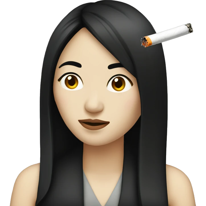 A long black haired chinese woman smoking a cigarette  emoji