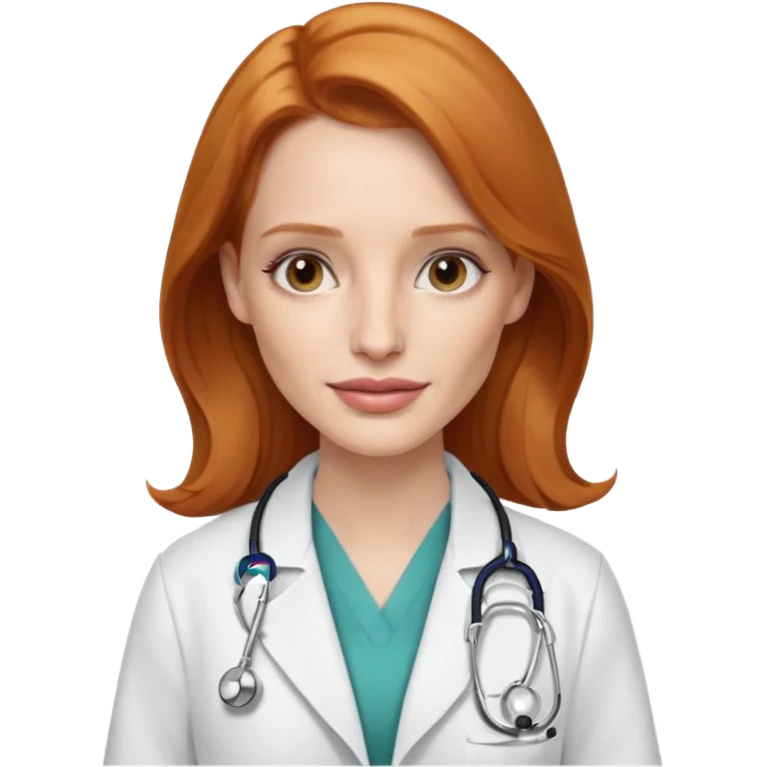 Jessica Chastain, as a dcotor emoji