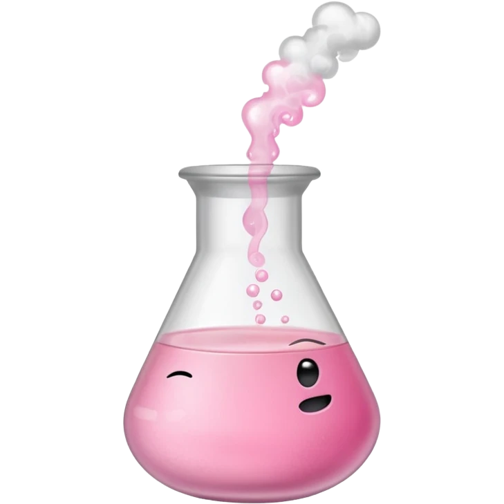 pink beaker with smoke no face one tube pink liquid only bubbles inside beaker  emoji