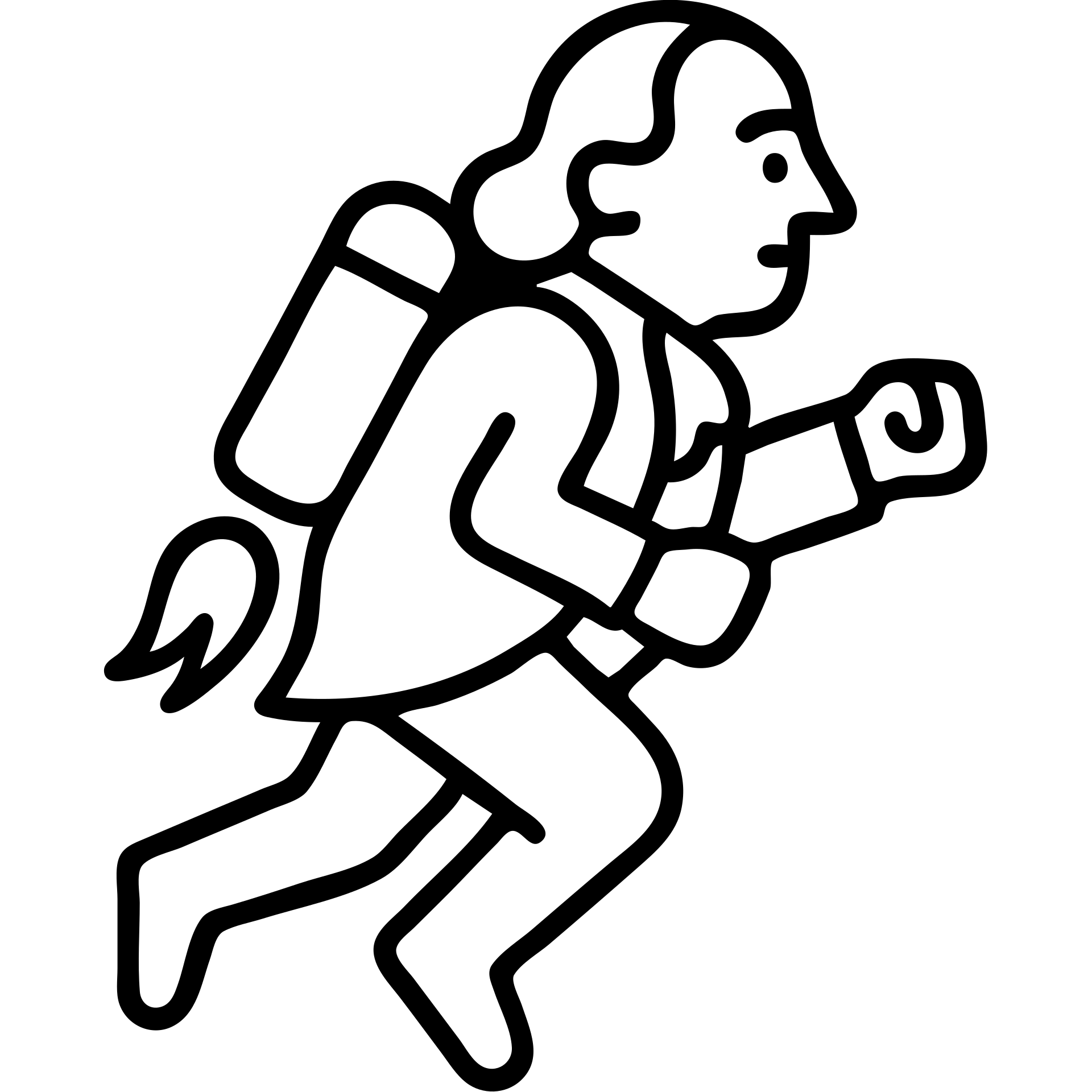 Ben Franklin with a jetpack, simplified for logo use, black outline only, no fill emoji