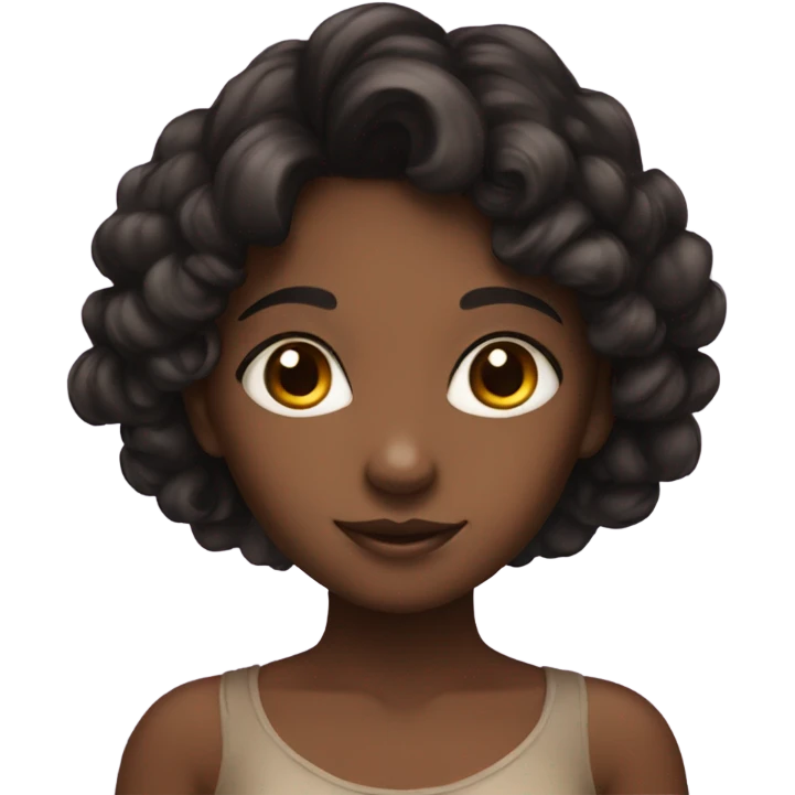 brown skin girl, black hair, fairy emoji