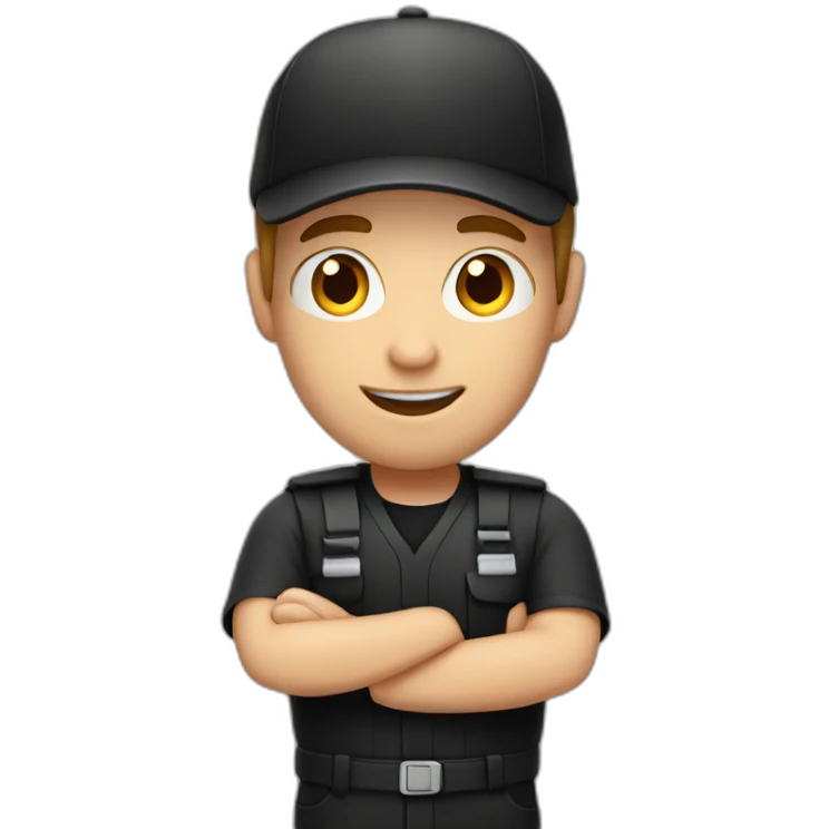 white delivery man in black and red clothes emoji