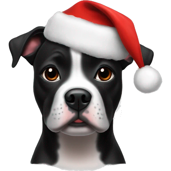 Little Black staffie with santa’s hat emoji