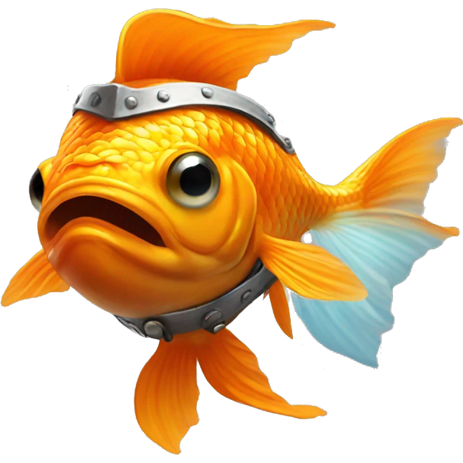 Goldfish wearing Viking helmet emoji