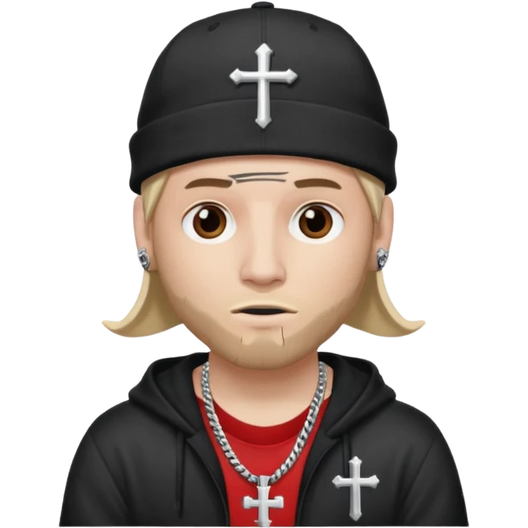 rapper da trắng đội mũ len mlb áo thánh giá đeo khăn trùm mặt emoji
