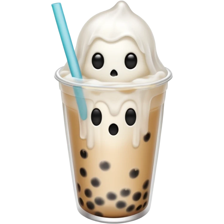 floating ghost holding boba tea  emoji