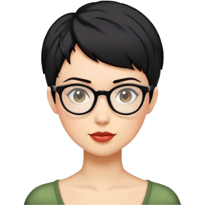 woman pixie cut black hair with glasses emoji
