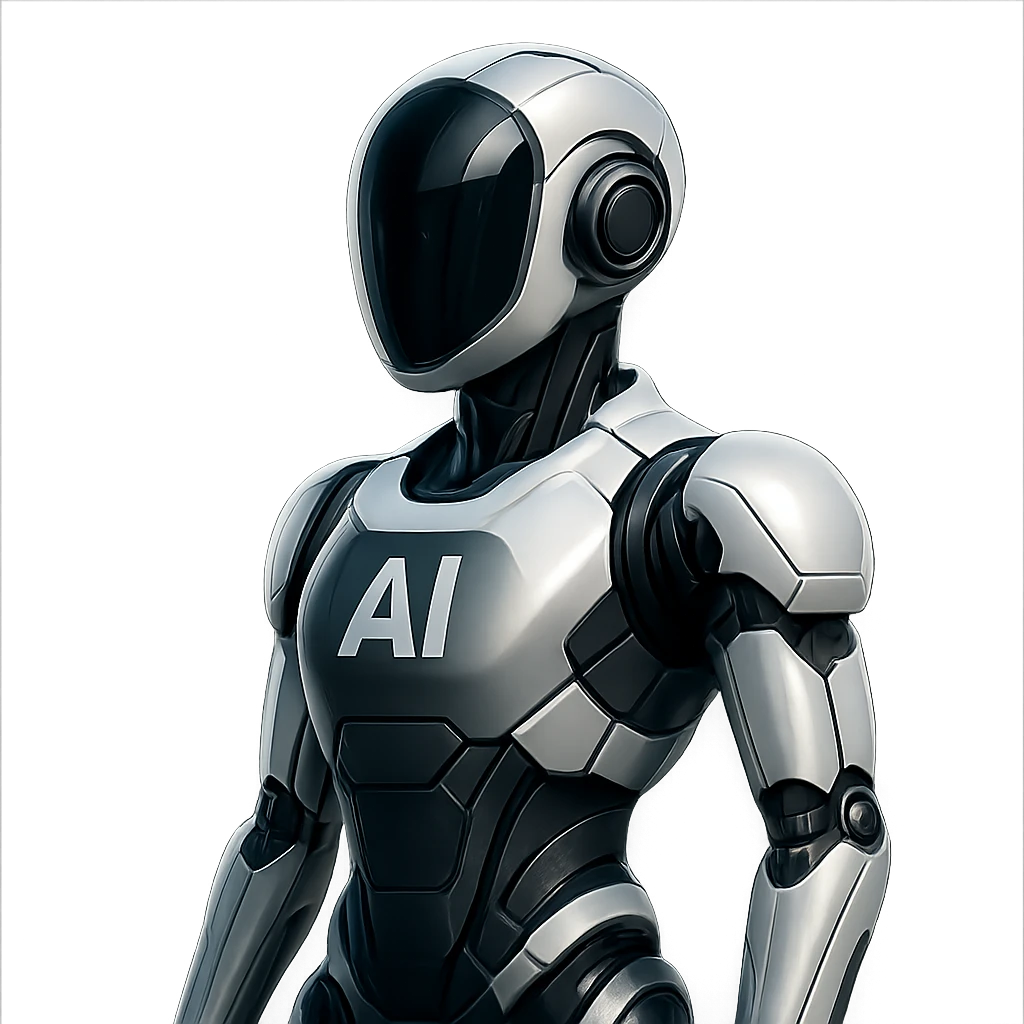 a sleek, modern robot representing AI, futuristic and high-tech emoji