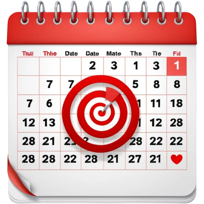 Wall calendar with red circled date emoji