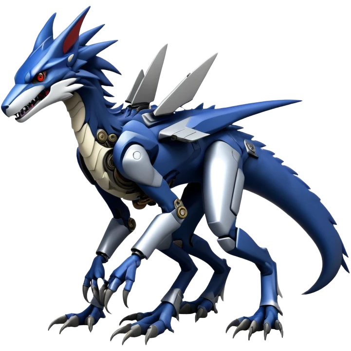 Edgy Futuristic Mechanical Sergal-raptor-nargacuga-vernid, full body emoji