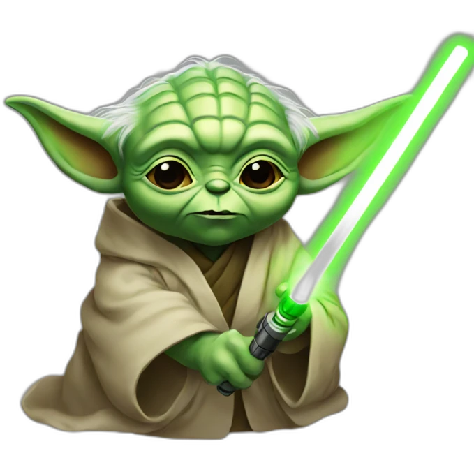 yoda with laser saber emoji
