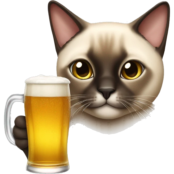 Plump Siamese cat drinking beer  emoji