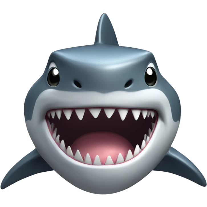 A large, toothy shark with a menacing expression, its body a metallic gray color. emoji