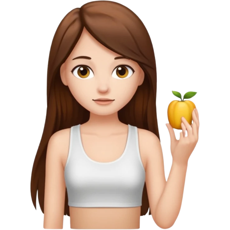 a pretty bratz fair girl with long straight hair with a white tank top emoji