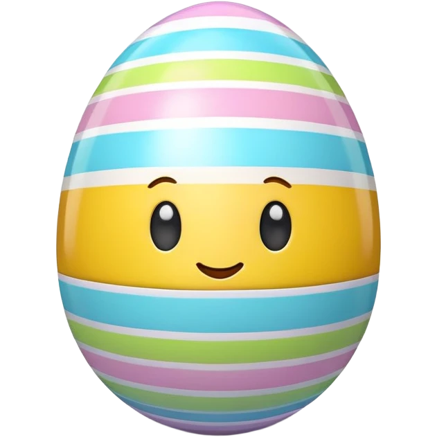 3D emoji of a colorful Easter egg with glossy surface, pastel patterns like stripes and dots. Cute, shiny, high-res style on a white background with soft shadow. emoji