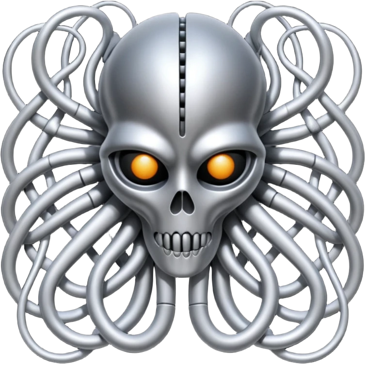 organic wires merging, Giger style, surreal and metallic emoji