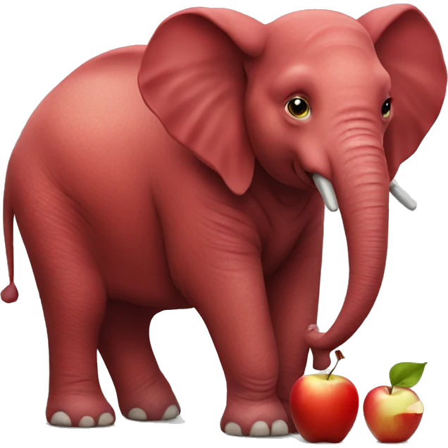 Red elephant eating apple emoji