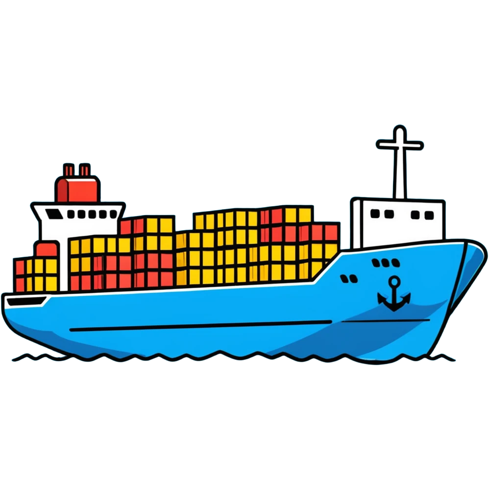 Cargo container ship in ocean emoji