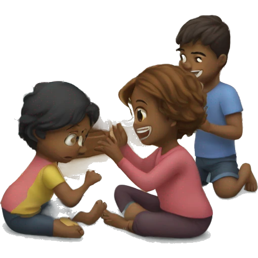 3 kids and a baby playing in front of a television emoji