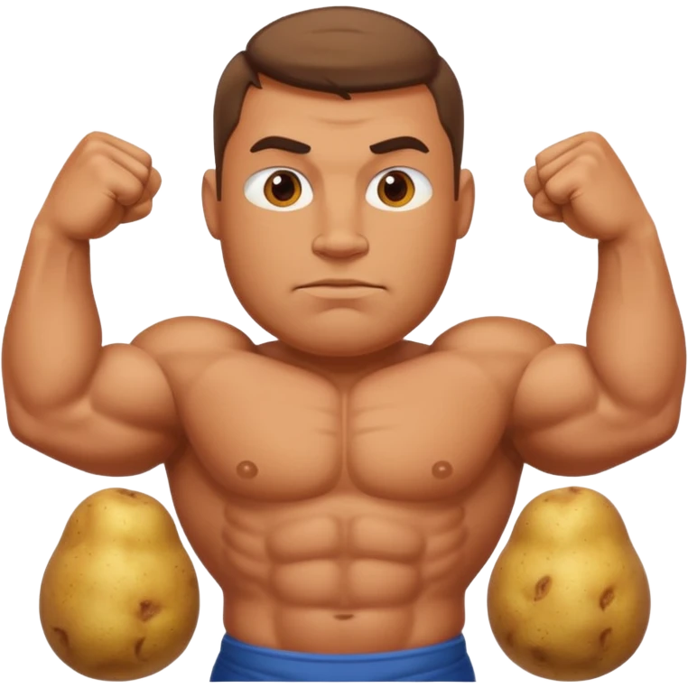 crea un señor fuerte con cara de papa emoji