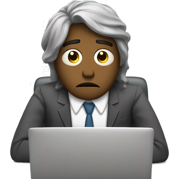 sleep-deprived sad office worker with coffee emoji