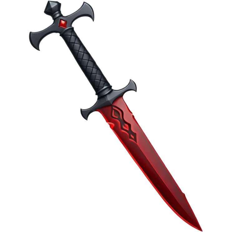 iOS emoji, dark fantasy dagger, obsidian blade, runes, blood drop, clean render, minimalism emoji