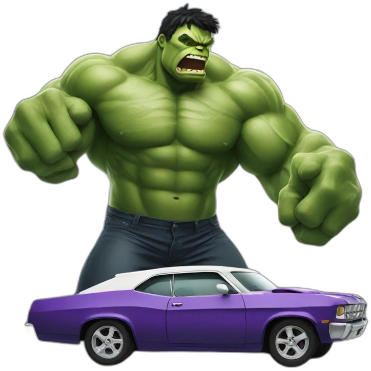 Hulk smashing a car emoji