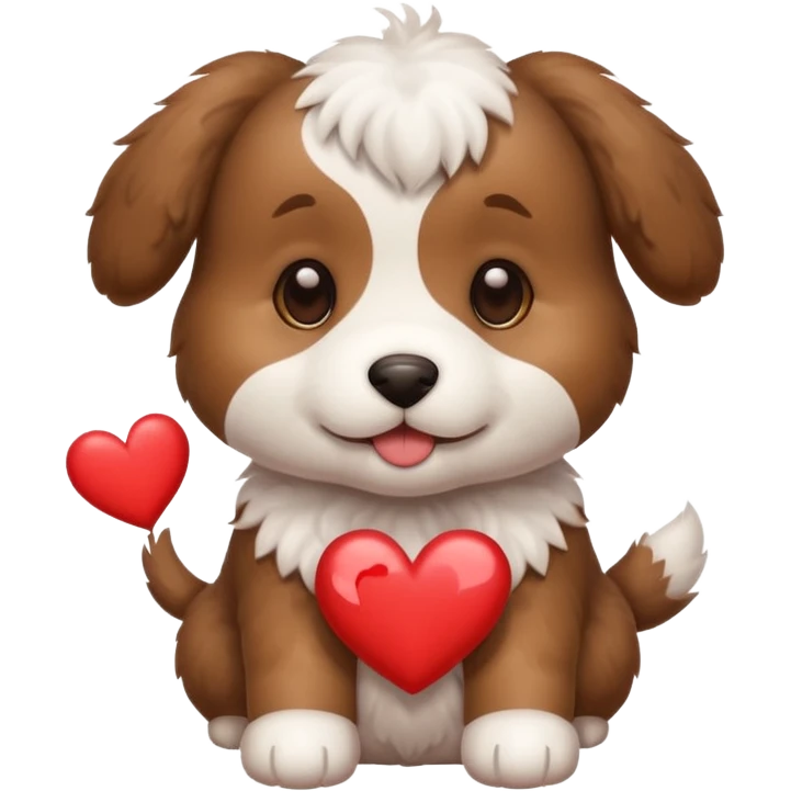 Puppy with hearts emoji