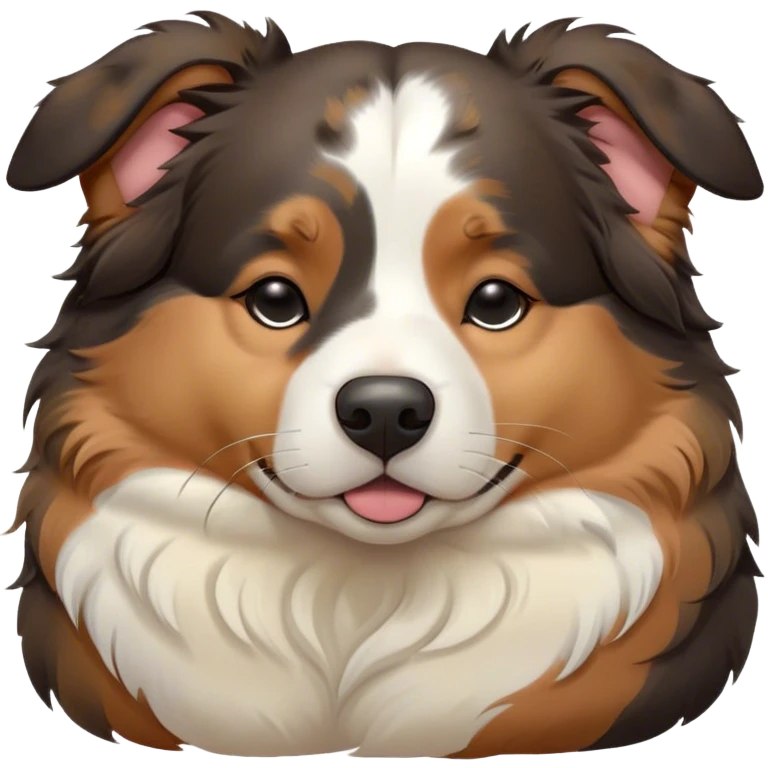 Cinematic Chubby Sleeping Tri-Color Australian Shepherd Portrait Emoji, Chubby and serene, with a round, adorable build and a plush tri-color coat of black, white, and tan, eyes gently closed in peaceful slumber, Simplified yet irresistibly endearing features, highly detailed, glowing with a gentle, dreamy glow, high shine, relaxed and content, stylized with a touch of whimsy, bright and heartwarming, soft glowing outline, capturing the essence of a blissfully sleepy herder, so comically serene it feels like it could roll out of the screen and snore with adorable charm! emoji