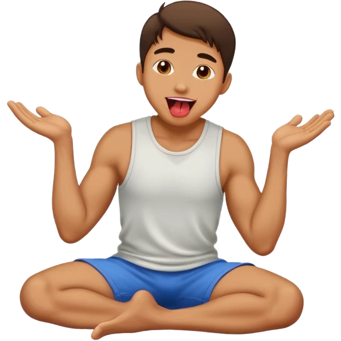 Man on knees with tongue out emoji