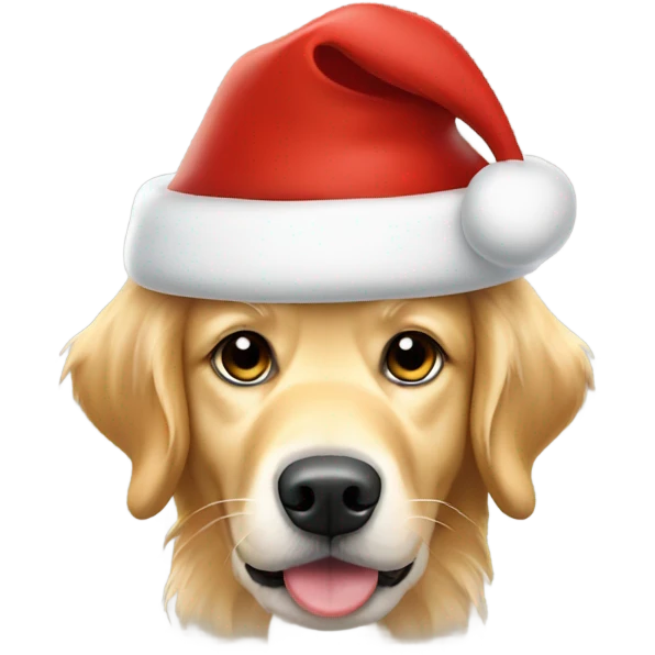 Golden retriever with Santa hat emoji