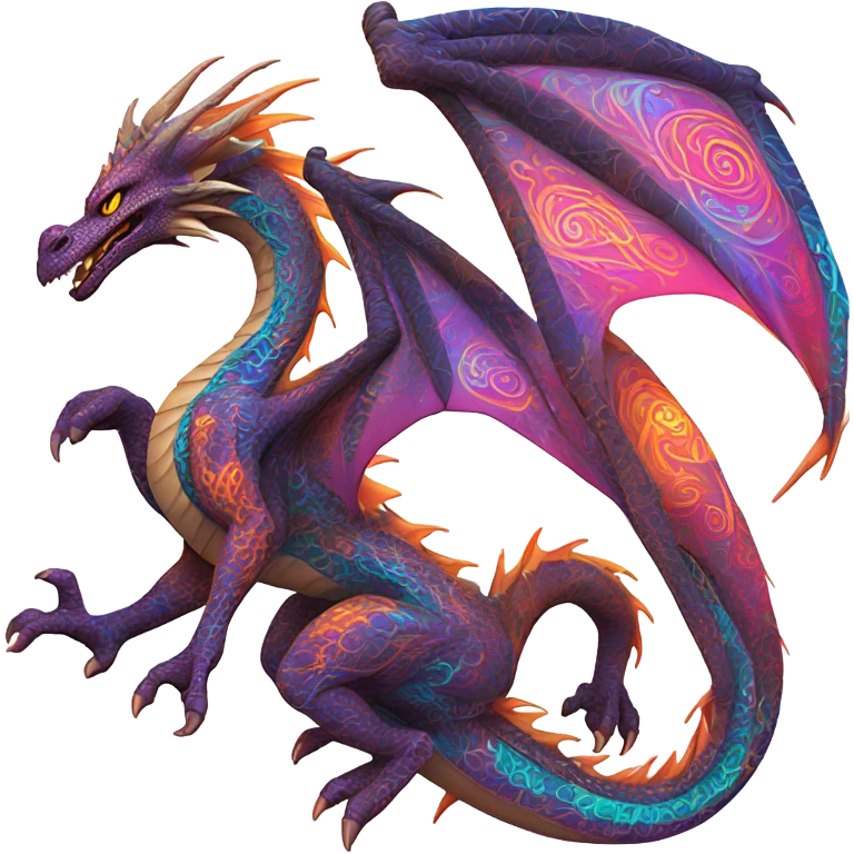 psychedelic neon dragon  emoji