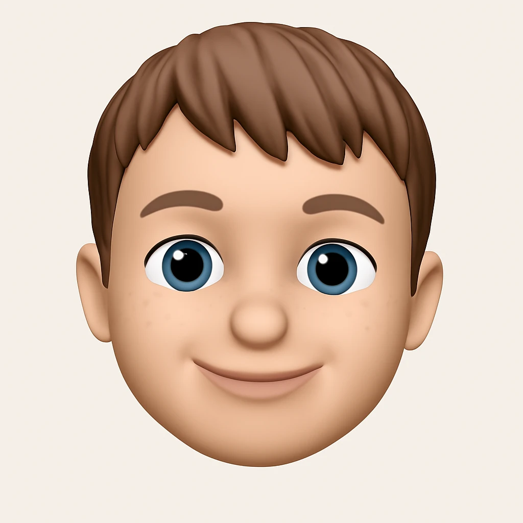 Convert this photo to a 3D emoji in Apple style, focusing on a friendly, simplified face with smooth features and a neutral background. The style should emulate Apple's 3D emoji look with smooth shading and friendly expression. emoji