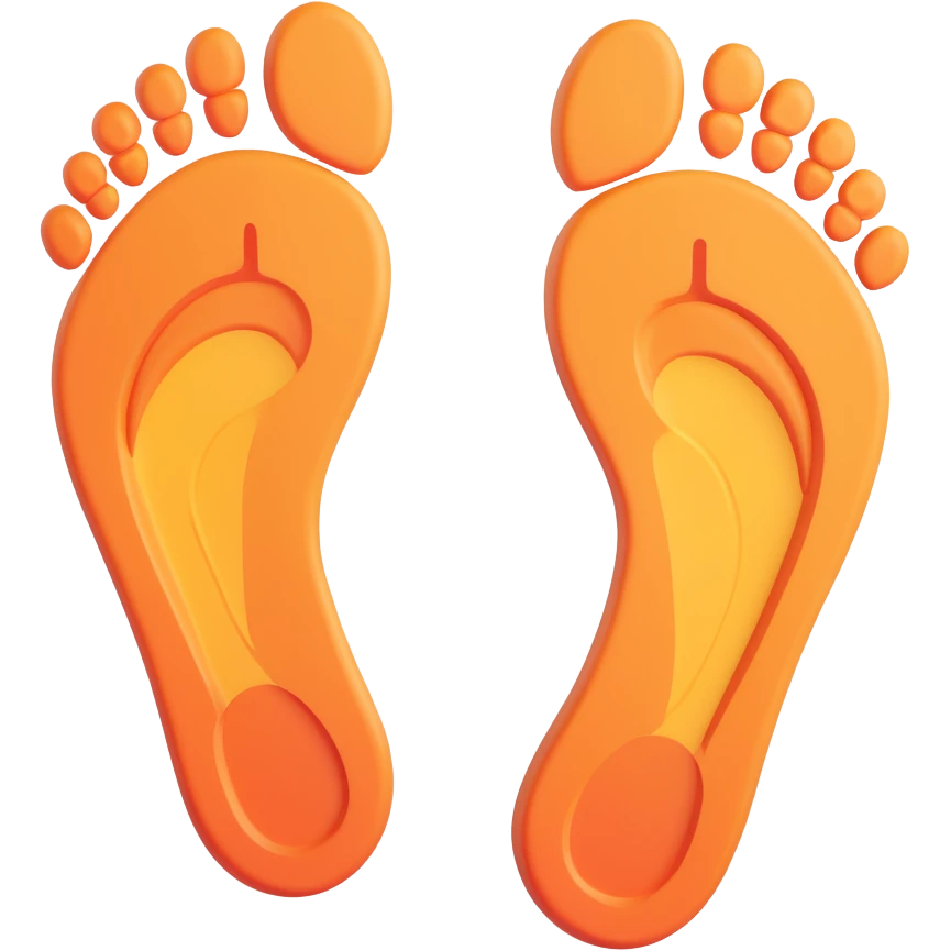 overlapping left and right human footprints, clear and simple emoji