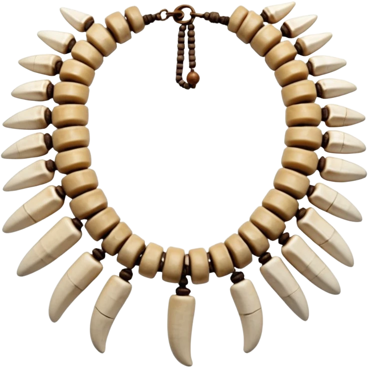 stone age necklace without human skeleton with elephant teeth and animal bones emoji