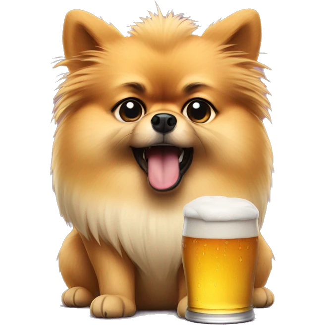 angry pomeranian with beer in paw emoji