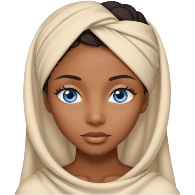 blue eyed desert black woman with creme cloth emoji
