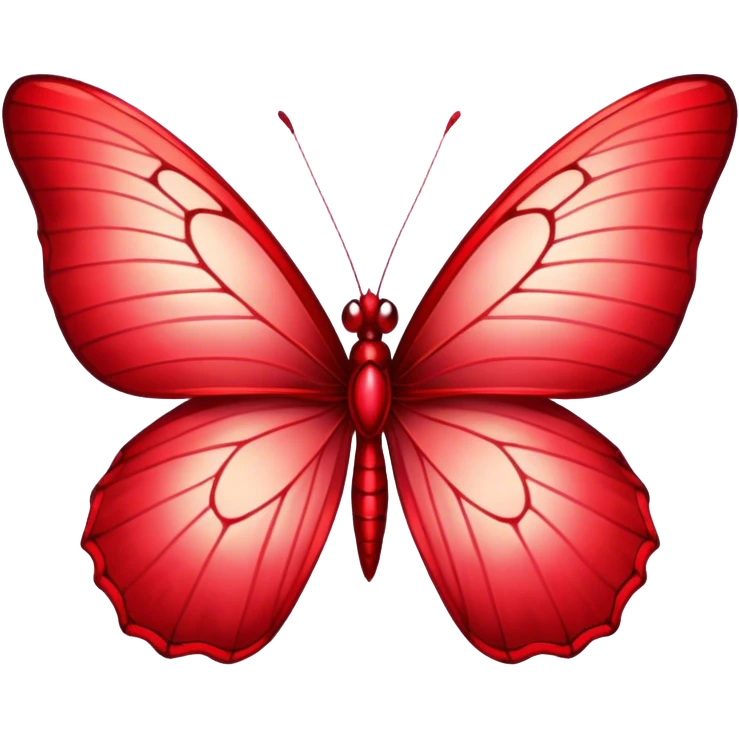 Cinematic Realistic Noble Red Butterfly Portrait Emoji, Poised and elegant, with delicate, translucent wings rendered in rich ruby and scarlet hues, a slender, graceful body with intricately detailed textures, and soft, reflective eyes, illuminated by natural light, high shine, intelligent and regal, styled with an air of refined natural splendor, focused and attentive, soft glowing outline, capturing the essence of a watchful and confident red butterfly that appears to emerge majestically from the screen! emoji